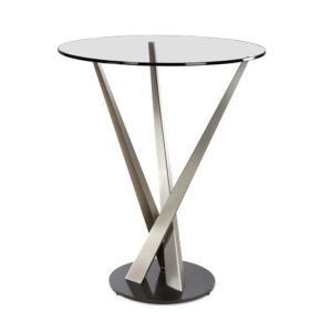 Glass and metal high top round pub table.