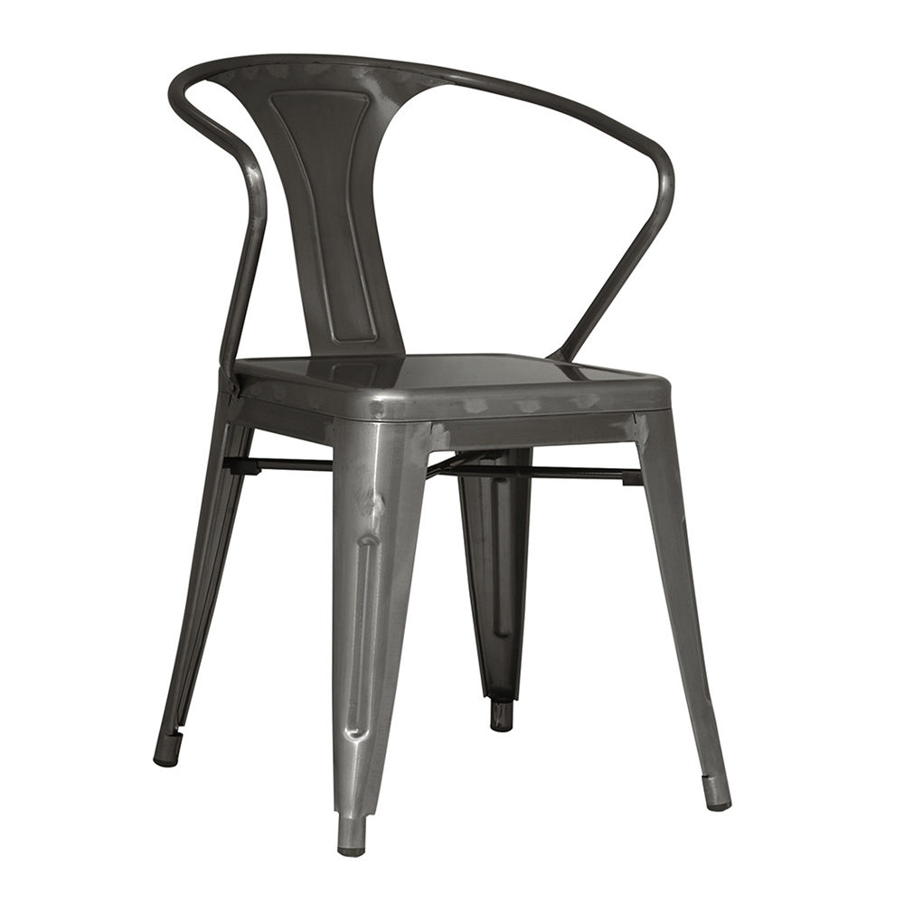 Gray metal dining chair. 