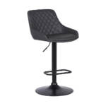 Armen Living Anibal Barstool Diamond upholstered grey swivel barstool.