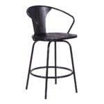 Armen Living Payton Barstool Stationary wooden chair with metal frame.