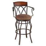 Callee Hayward Barstool Traditional brown barstool with patterned cushion