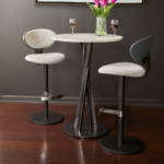 Elite Modern Vera Barstool Metal white upholstered barstools with backs and swivel.