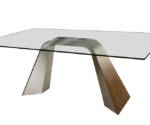 Elite Modern Hyper Dining Table Rectangular glass top dining table with wood base.